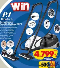 PİRANTECH BEYAZ BUHARLI TEMİZLİK MAKİNESİ